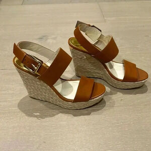 Micheal Kors - Poesy Brown Leather Platform Wedge